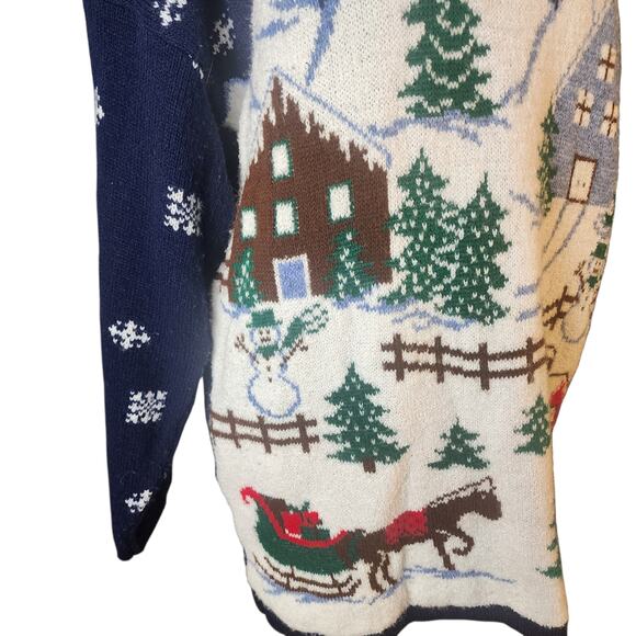 VTG 80's Nutcracker Ugly Christmas Sweater Country Christmas Scenery Size Medium - Picture 2 of 6